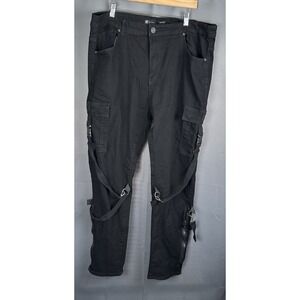 WAIMEA Skinny Fit Black Jeans Mens‎ Size 42x32 - Extra Pockets Straps Buckles
